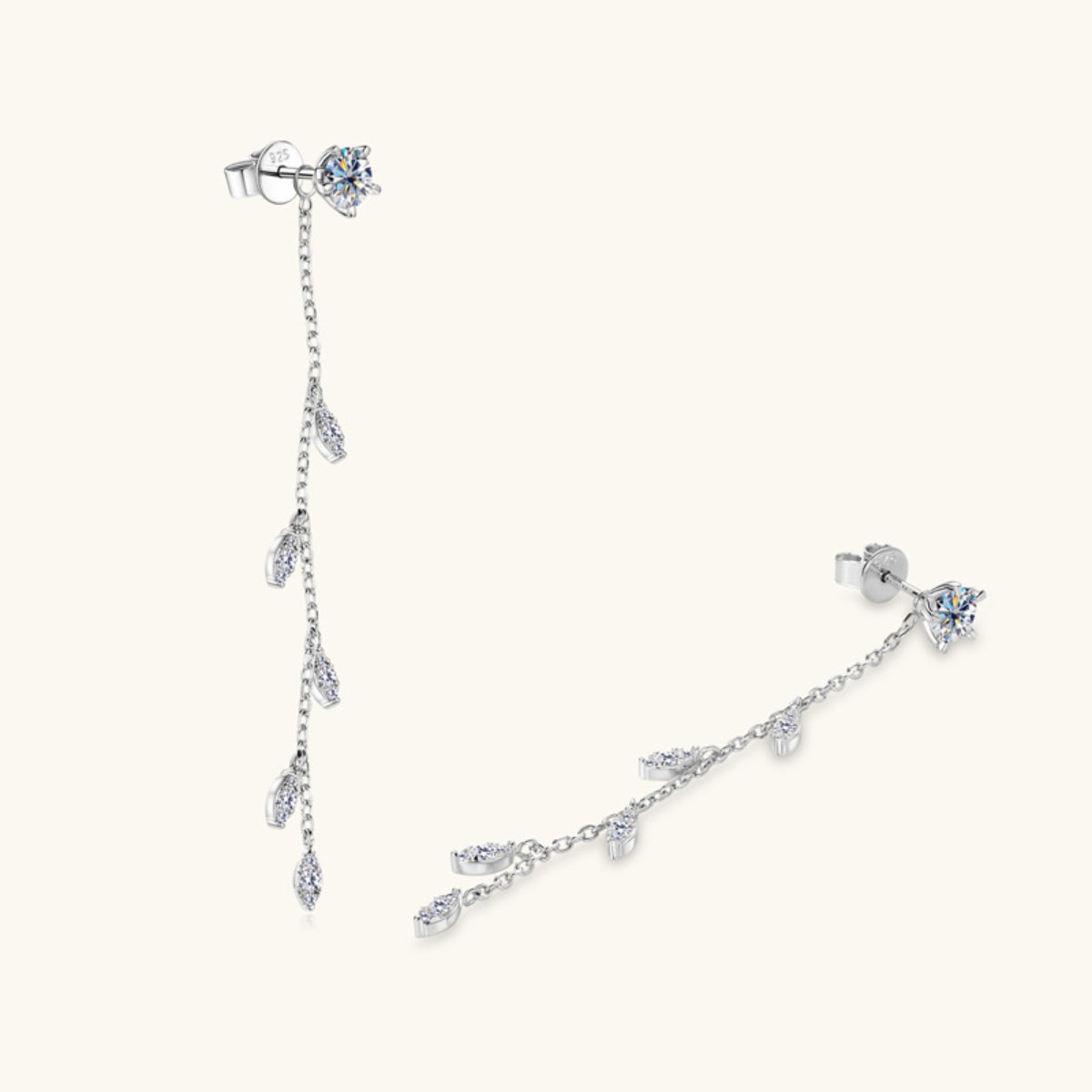 Moissanite 925 Sterling Silver Leaf Earrings