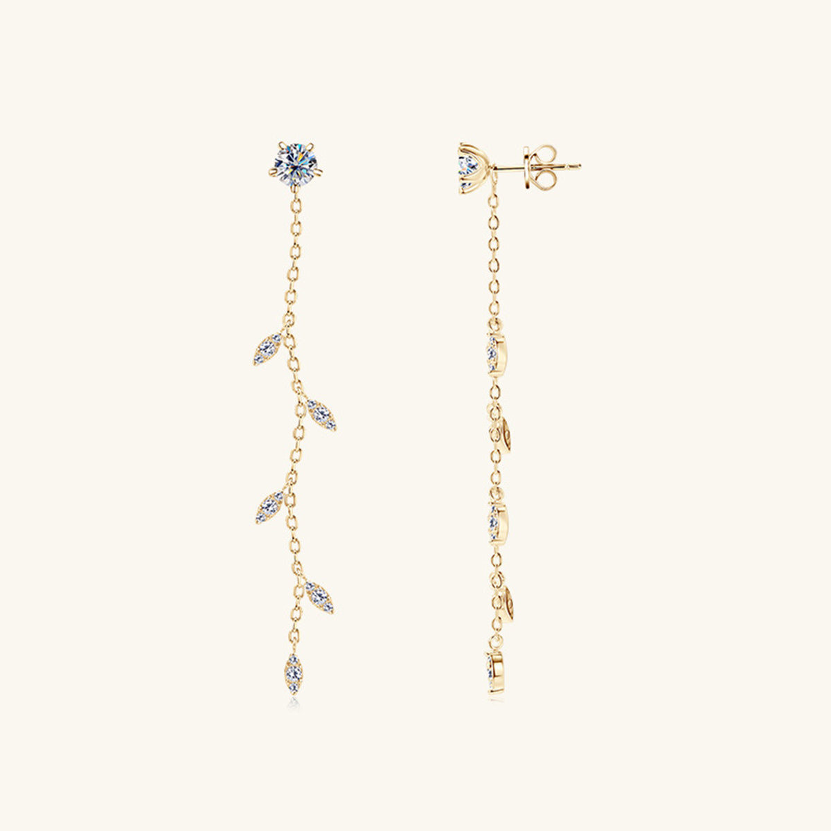 Moissanite 925 Sterling Silver Leaf Earrings