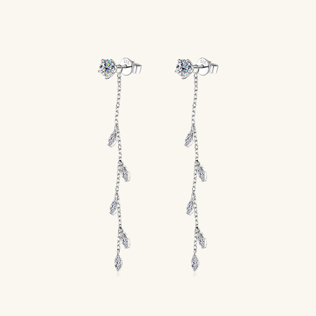 Moissanite 925 Sterling Silver Leaf Earrings
