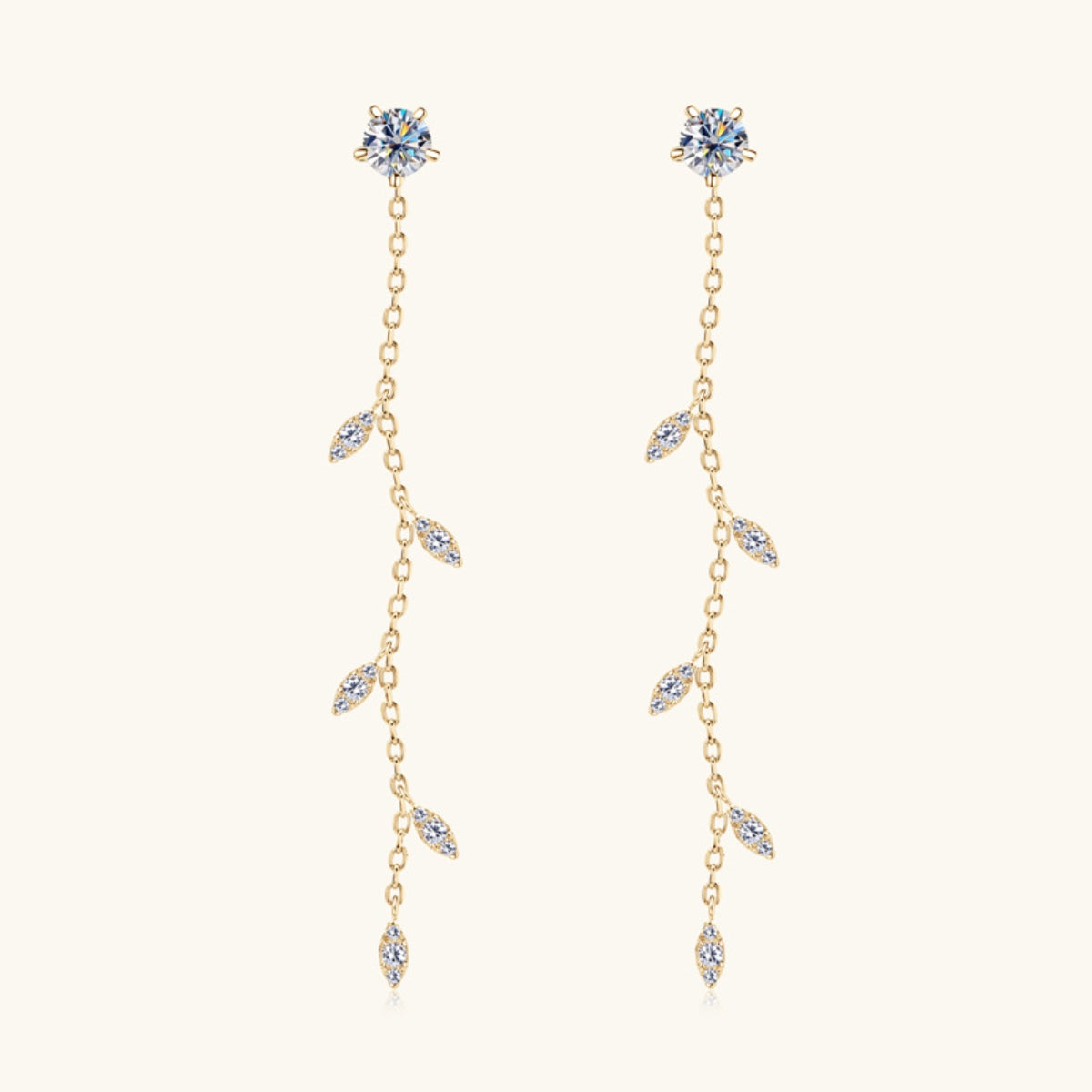 Moissanite 925 Sterling Silver Leaf Earrings