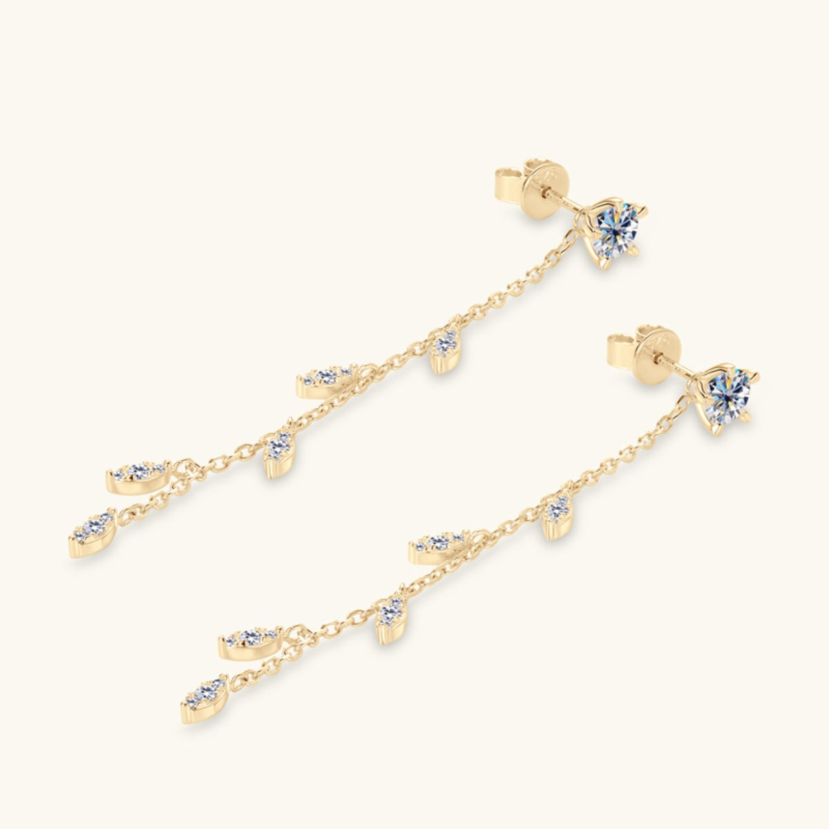 Moissanite 925 Sterling Silver Leaf Earrings