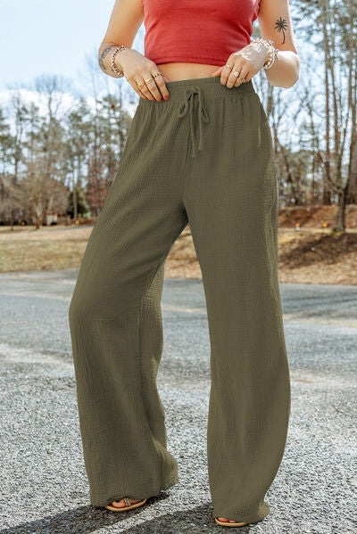 Tied Wide Leg Long Pants