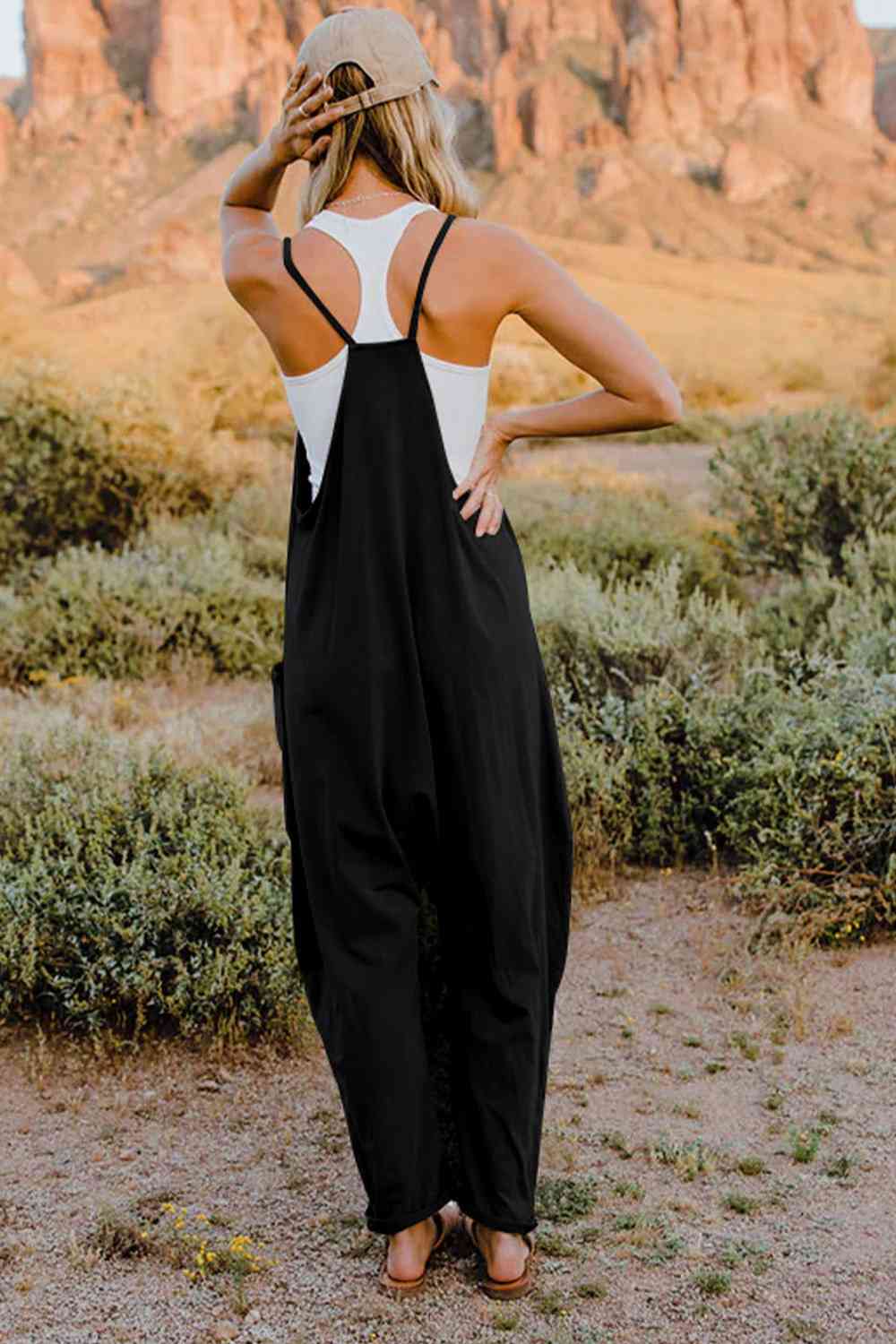 Double Take  V-Neck Sleeveless Jumpsuit with Pocket